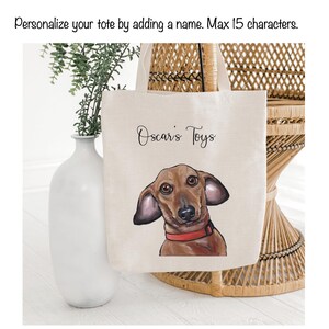 Personalized Dachshund Tote Bag - Dachshund Lover Gift - Dog totes - Doxie tote bags - Wienie Dog Art Tote immagine 3