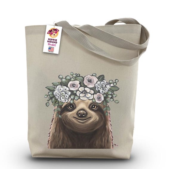 Sloth Tote Bag -  - Sloth Lover Gift -  Fun Sloth tote -  Cute Gifts for Mom or Sister - Fun colorful animal tote - Sloth gifts