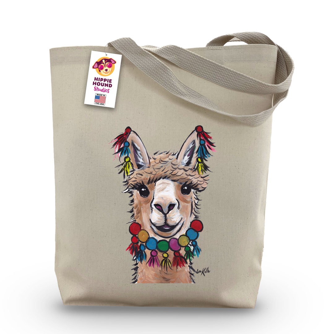 Alpaca Print Pattern Leather Tote Bag main image 1