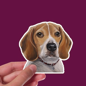 Beagle Sticker - 4&quot; Vinyl Beagle Sticker - Beagle Car Decal - Waterproof Beagle Sticker for Laptop, Tumbler or Car - Beagle Lover Gifts