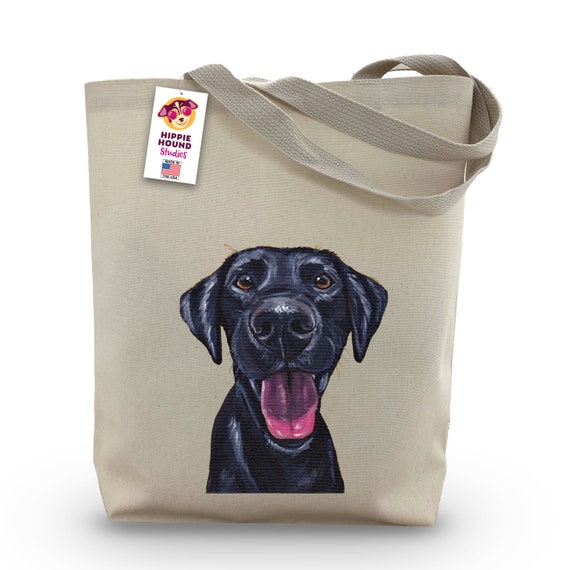 Black Lab Tote Bag - Option to Personalize Black Labrador art tote -  Black Lab Lover Gift - Black Labrador dog totes Personalized