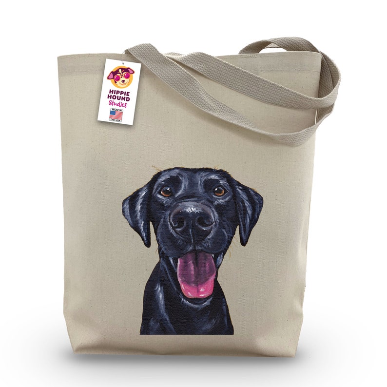Black Lab Tote Bag - Option to Personalize Black Labrador art tote - Black Lab Lover Gift - Black Labrador dog totes Personalized bild 1