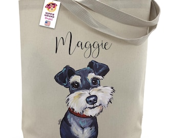 Schnauzer Tote Bag - Personalized Schnauzer Lover Gift -  Schnauzer dog art tote -  Schnauzer Totes - Schnauzer Gifts For Women