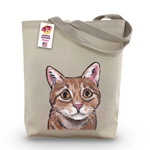 Orange Tabby Cat Tote Bag - Option to Personalize Cat Lover Gift - Tabby Cat Lover Tote - Tabby Cat Gifts
