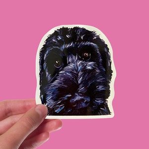 Black Doodle Sticker, 4" Sticker, Cute Dog Sticker, Labradoodle Sticker