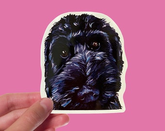 Black Doodle Sticker - 4" Sticker - Labradoodle Vinyl Decal - Labradoodle Sticker -Doodle Sticker for Car, Laptop or Tumbler - Waterproof