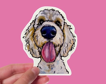 Golden Doodle Sticker - Doodle Vinyl Decal - 4" Sticker - Cute Doodle Car Sticker - Sticker for Laptop, Tumbler, Car - Cream Doodle Decal