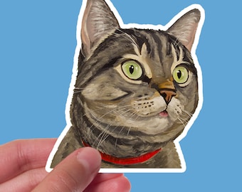 Grey Tabby Cat Sticker - 4" Tabby Vinyl Sticker -Cute Cat Decal for Car, Laptop or Tumbler - Gray Tabby Vinyl Sticker
