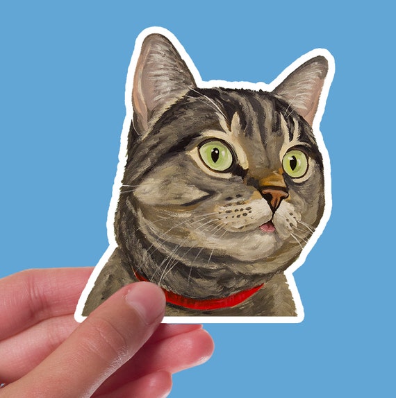 Grey Tabby Cat Sticker - 4" Tabby Vinyl Sticker -Cute Cat Decal for Car, Laptop or Tumbler - Gray Tabby Vinyl Sticker