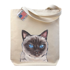 Siamese Cat Tote Bag - Option to Personalize Siamese Cat Gift -  Siamese Cat Lover Gift -  Siamese Cat totes - Cute Cat tote bags