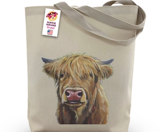 Cow Tote Bag - Option to Personalize Scottish Highland Cow Tote - Cow Lover Gift - Fun Animal Tote - Highland cow Art Tote