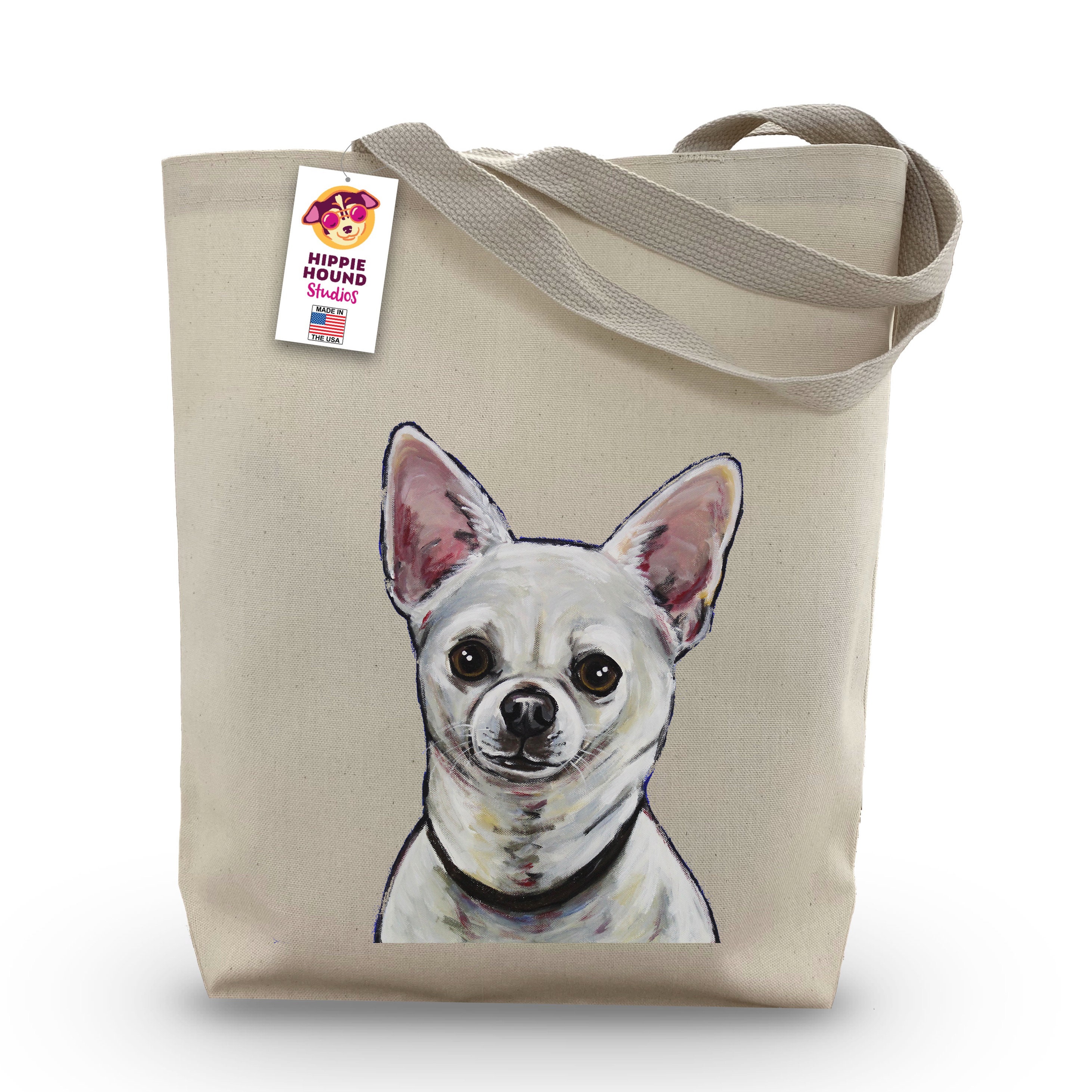 CafePress Chihuahua Tote Bag - Natural Canvas Reusable Shopping Bag, Medium 15x18x6 Inches