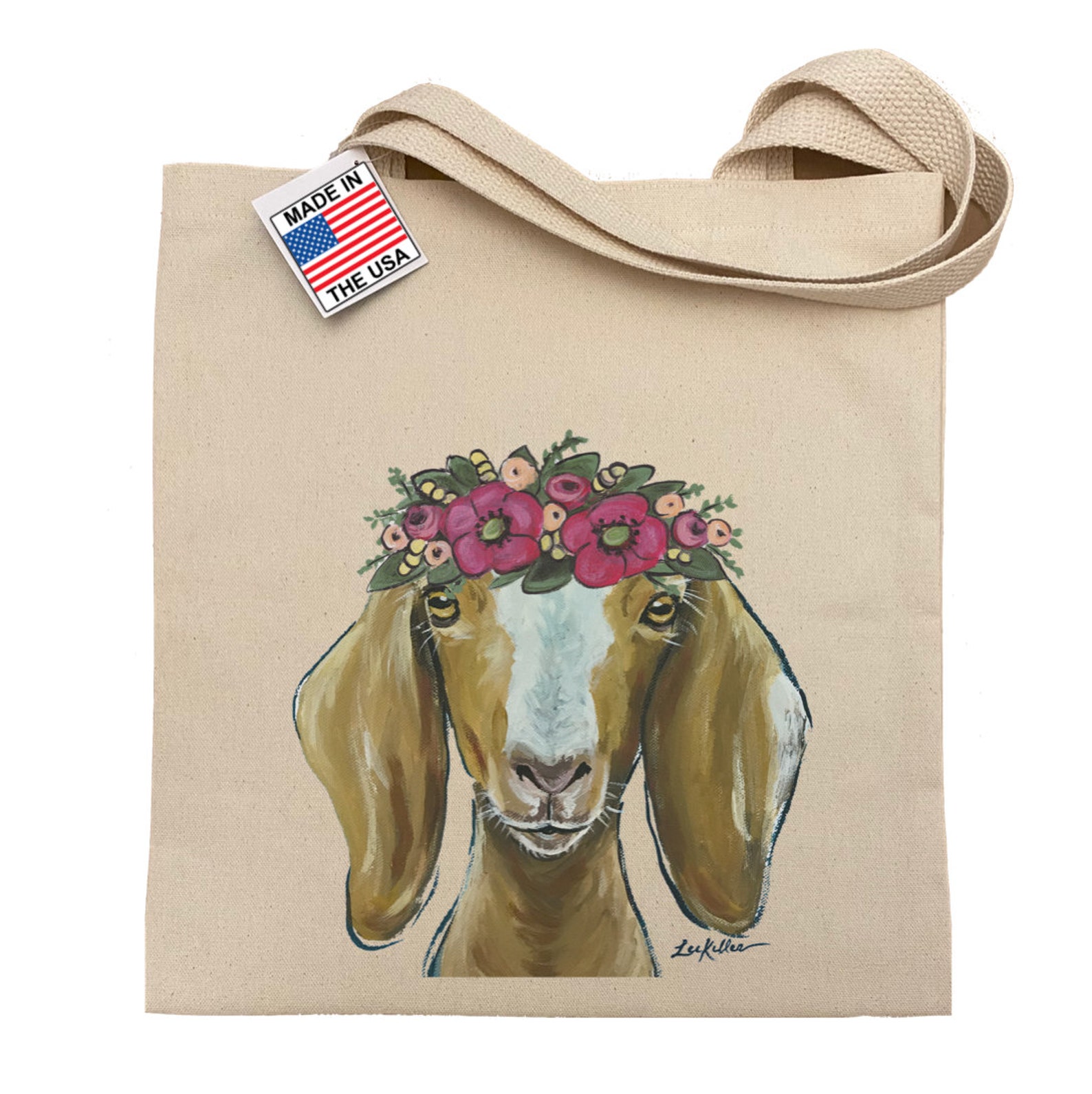 Goat Tote Bag Goat Lover Gift Cute Goat with Flower Crown Etsy