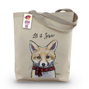 Fox Tote Bag - Fox Lover Gift - Winter Fox Tote Bag - Cute Fox Totes - Let it Snow - Winter Fox Tote Bag