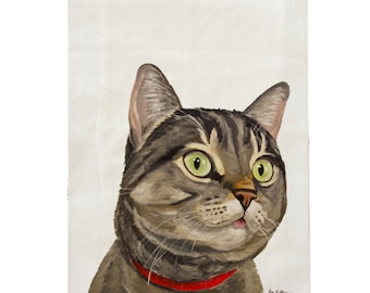 Paño de cocina de gato atigrado gris, paño de cocina de gato, paño de cocina de gato atigrado, opción de personalización, regalos para amantes de los gatos, decoración de cocina de gato,