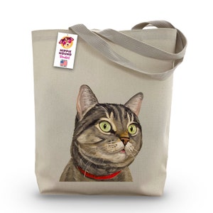 Tabby Cat Tote Bag - Option to Personalize Cat Lover Gift -  Tabby Cat totes - Tabby Cat tote bags - Tabby Cat Lover Tote - Tabby Cat Gifts