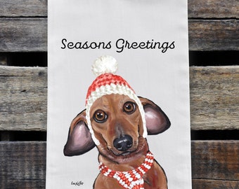 Details about   English Bulldog,Dauchshund And Friends Happy Holidays 2 Dish Towels 