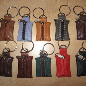 100% echtes echtes Leder Kleiner Schlüsselring Schlüssel Beutel Geldbörse Münzen Ring Schlüsselbund verschiedene Farben Mehrfarbige Accessoires handgefertigt