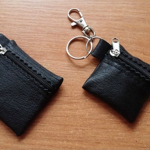 100% echtes echtes Leder Kleiner Schlüsselring Schlüssel Beutel Geldbörse Münzen Ring Keychain KARABINER