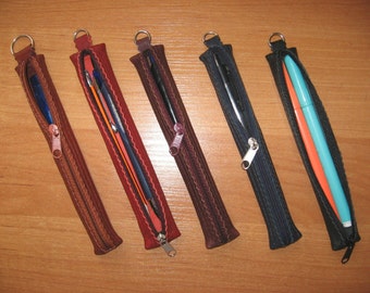 100% Real Genuine Leather Small Pencil Case Purse Pouch Wallet Pen Pencil Marker Pens Accessories Ring Various Colours Multicolored
