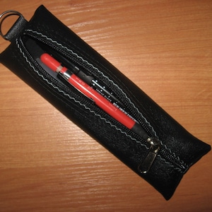 100% Real Genuine Leather Small Pencil Case Purse Pouch Wallet Pen Pencil Marker Pens Accessories Ring