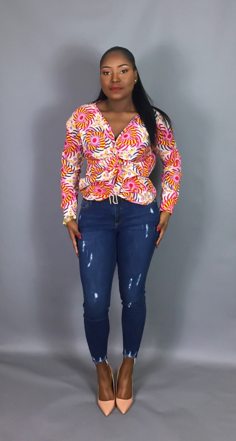 handmade clothing,front twist top,dashiki top,Vlisco wax top,Ankara clothing,tops and blouses robe wax African clothing jupe wax