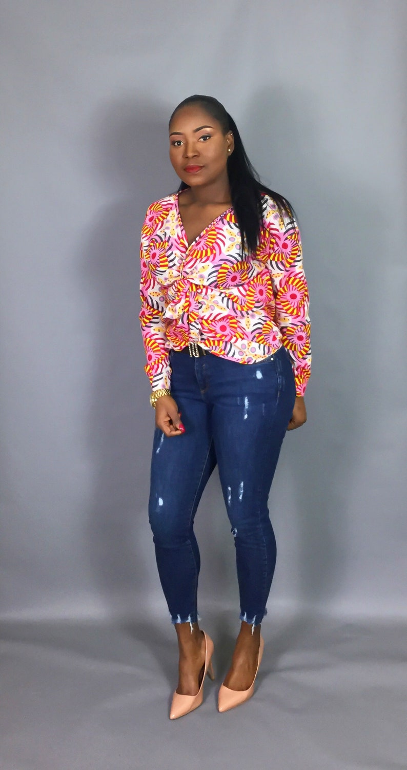 handmade clothing,front twist top,dashiki top,Vlisco wax top,Ankara clothing,tops and blouses robe wax African clothing jupe wax