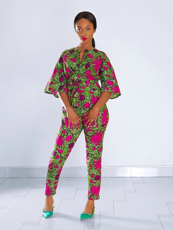 green and pink jumpsuit