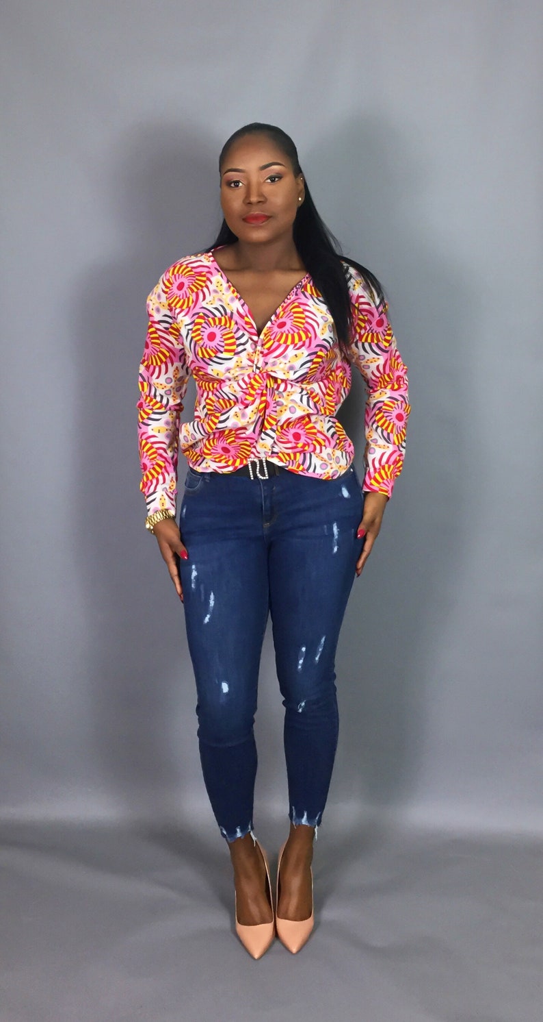 handmade clothing,front twist top,dashiki top,Vlisco wax top,Ankara clothing,tops and blouses robe wax African clothing jupe wax