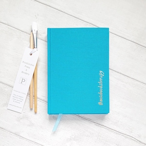 Turquoise A5 lined notebook, 100 pages, 85gsm paper, Dutch linen covers