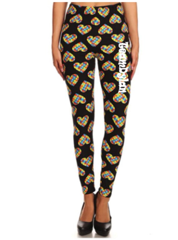 Autism Puzzle Piece Heart Leggings