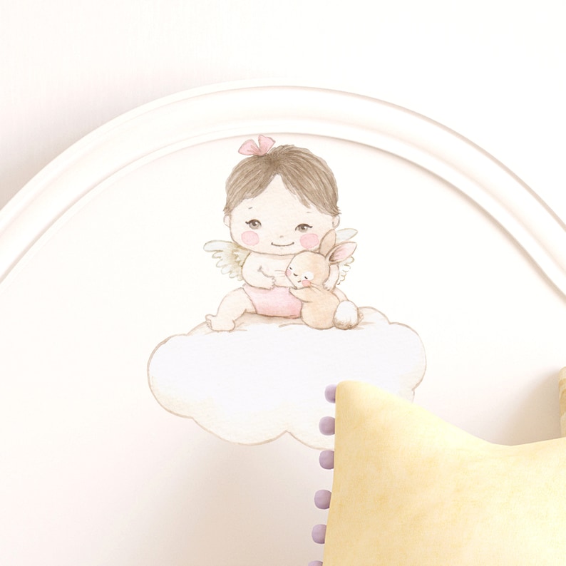 Lovely Angel watercolor mini expression art sticker decal by Aida Zamora