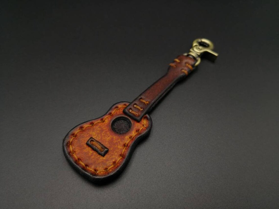 Leather Ukulele Miniature Keychain Guitar Keychainhandmade Etsy