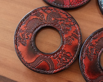 Skórzana tsuba, bambusowa osłona miecza, shihai tsuba, shihai, kendo, kumdo, kendo tsuba