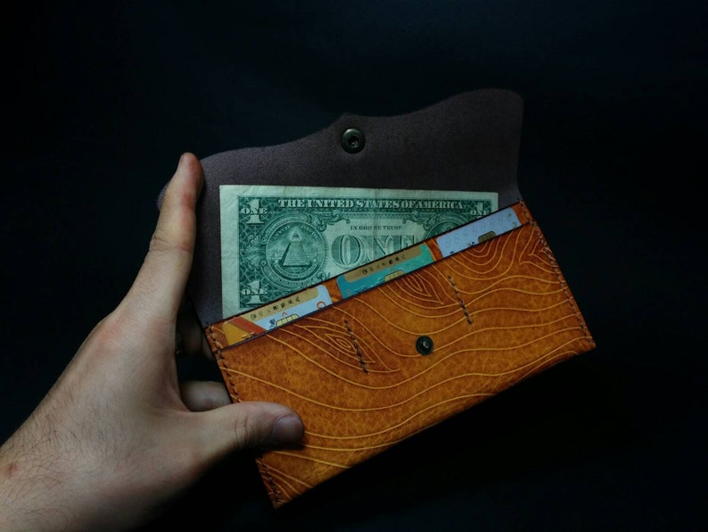 Leather Slim Wallet Unisex Walletwalletwomen Walletsimple Etsy