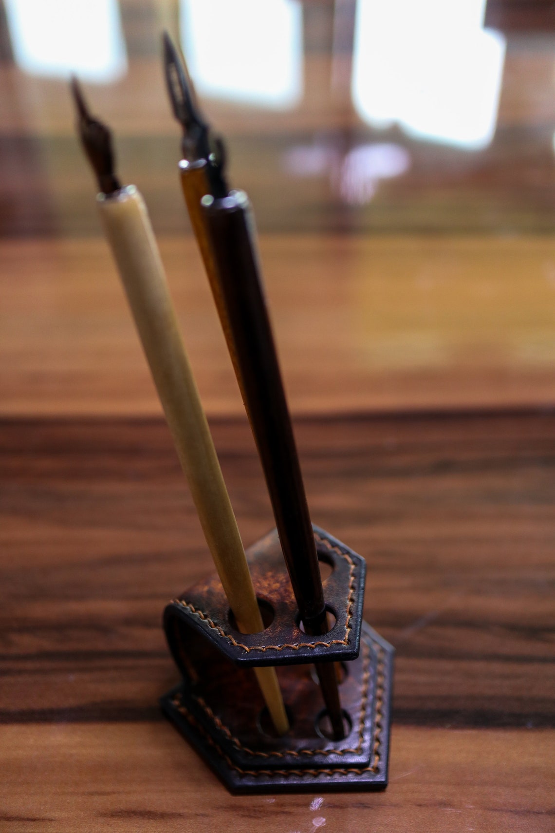 Leather Pen Holder Pen Stand Pencil Desk Organiser Etsy