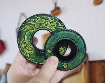Skórzany zestaw tsuba + tsuba kopuła, bambusowa osłona miecza, shihai tsuba, shihai, kendo, kumdo, kendo tsuba