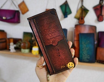 Leather Slim Wallet,Wallet,men wallet,simple wallet,card case,Purse,handmade,women wallet,mens wallet,long wallet,unisex wallet