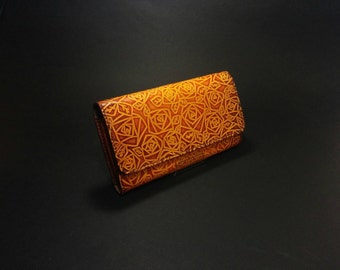 Cartera de cuero rosa - cuero vegetal, billetera, flor billetera de mujer, bolsa, bolso, hecho a mano, billetera de mujer, billetera de damas