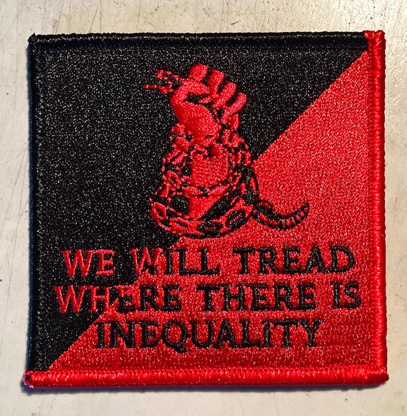 R I ☺︎様TODAYFULEmbroideryPatchworkShirts WE WILL TREAD Where There is Inequality - Embroidered Iron