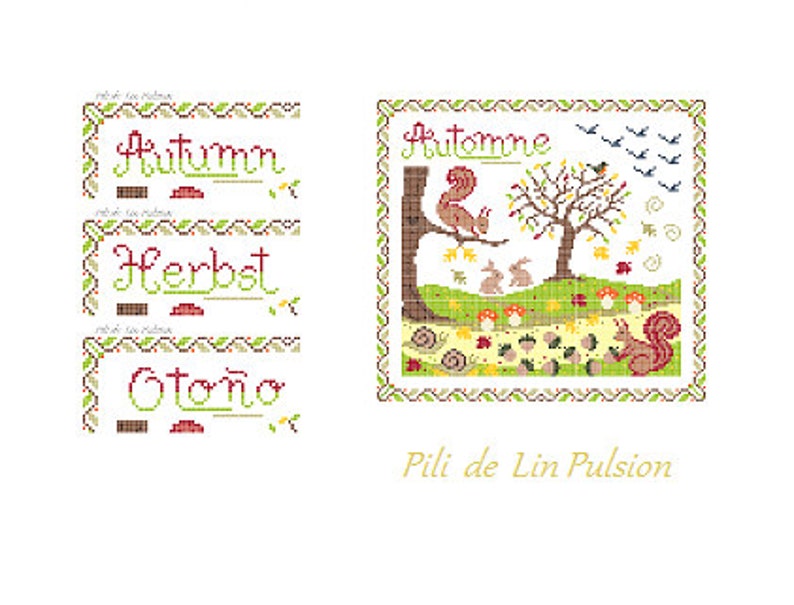 PDF Cross stitch chart Chemin d'Automne or Autumn Path image 2