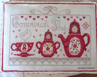 PDF Cross Stitch Pattern "Conviviali-Tea" or "Conviviali-Thé"
