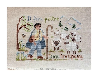 PDF Cross stitch Chart  "Il fera paître son troupeau"