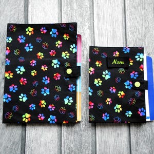 Rainbow Pet Paw Print, Vet Records Holder, Pet Cat Dog Rodent Paws, European Passport Cover Case, Pet Dog Cat Name, made in France