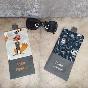 Fathers Day Gift, Hipster Fox or Bearded, Make Your Choice, Men Glasses Case Pouch, Glasses Accessory, Men Dad Gift, made in France