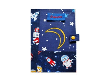 Baby kind gezondheid boekomslag, manen uilen astronauten, meisje jongen voornaam cover, baby shower geboortecadeau, gemaakt in Frankrijk