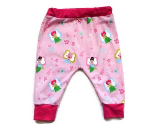Pantalones para bebé de 12 meses, pantalones harem para niñas y niños, jersey orgánico, pantalones harem para bebé, pantalones harem rosa claro de hada, ropa para bebé, hecho en Francia