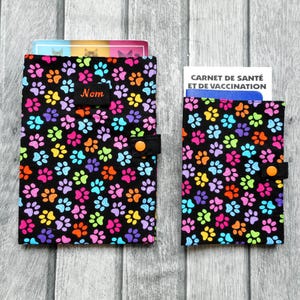 Rainbow Cat Dog Rodent Paw Print, Pet European Passport Case Cover, Custom Vet Records Holder, Pet Dog Cat Name, made in France