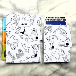 Protège Carnet de Santé pour Chiens, Range Ordonnance, Ou Etui Passeport, Chiens Corgis Chow Chow Beagle, Nom Brodé, fabriqué en France