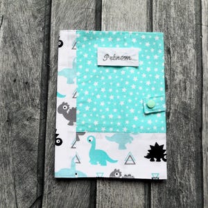 Regalo de nacimiento para baby shower, portada para registro de salud de bebé, estrellas y dinosaurios, nombre de niña y niño, fabricado en Francia